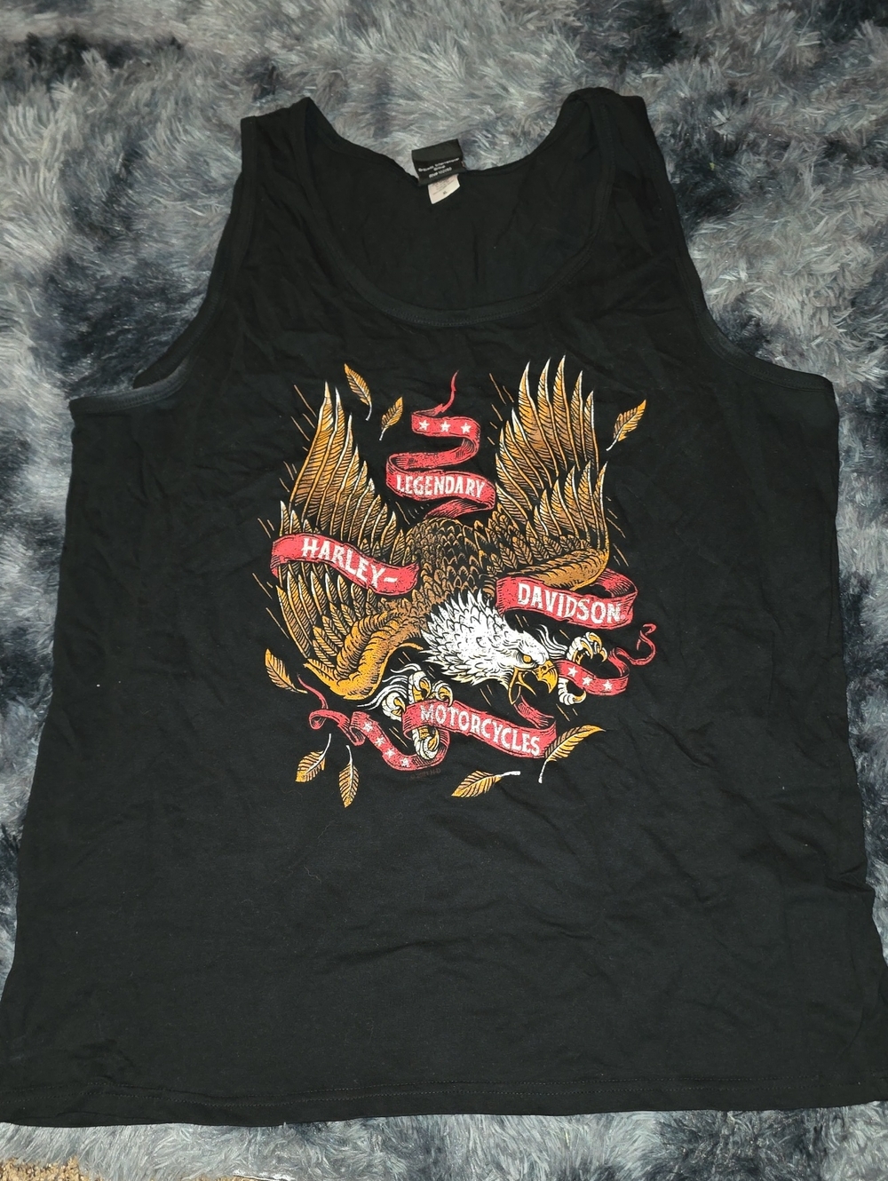 Harley-Davidson Black Tank with Red Logo and Wrench Design
